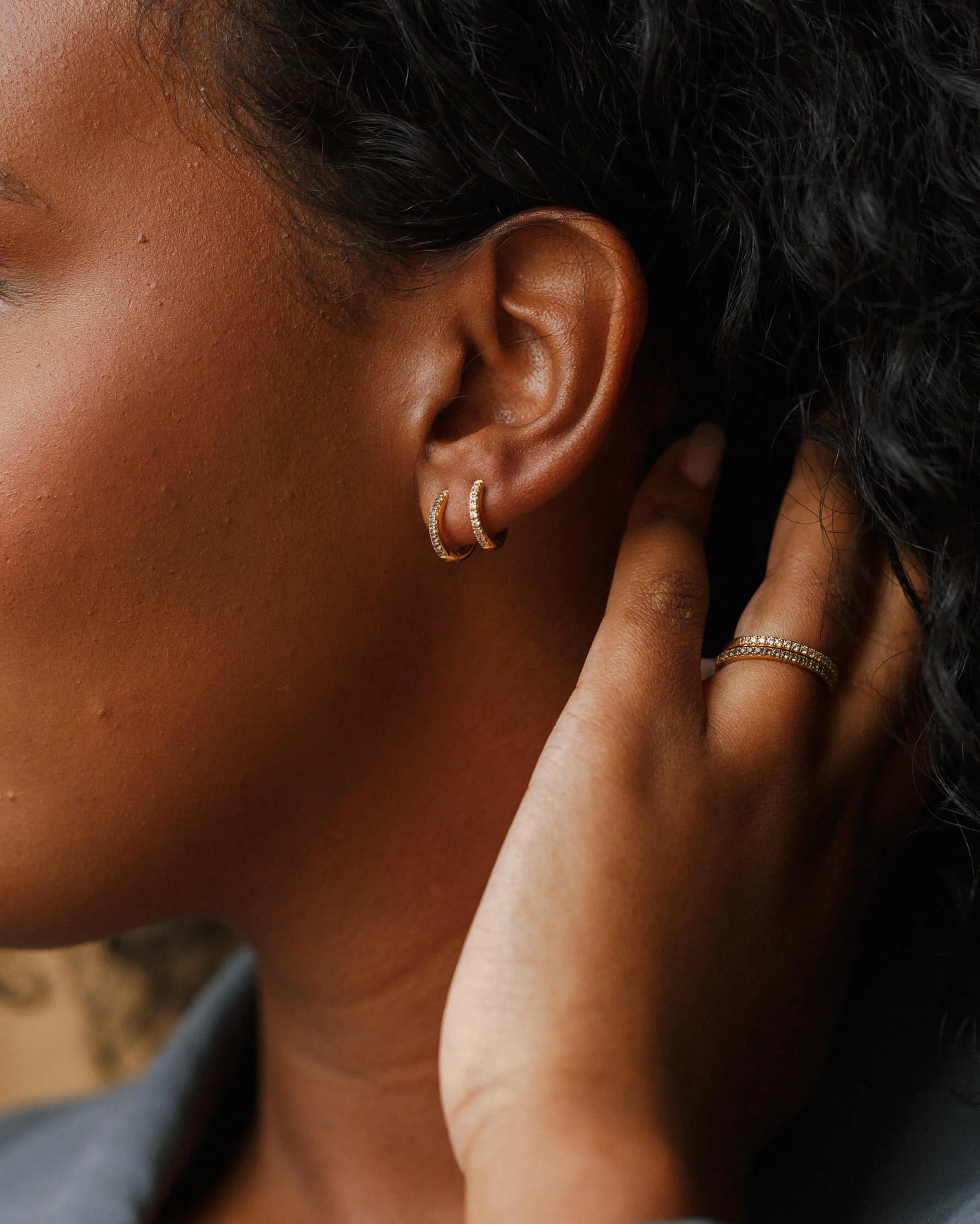 Gold Aura Birthstone Huggie Hoops - Image 7