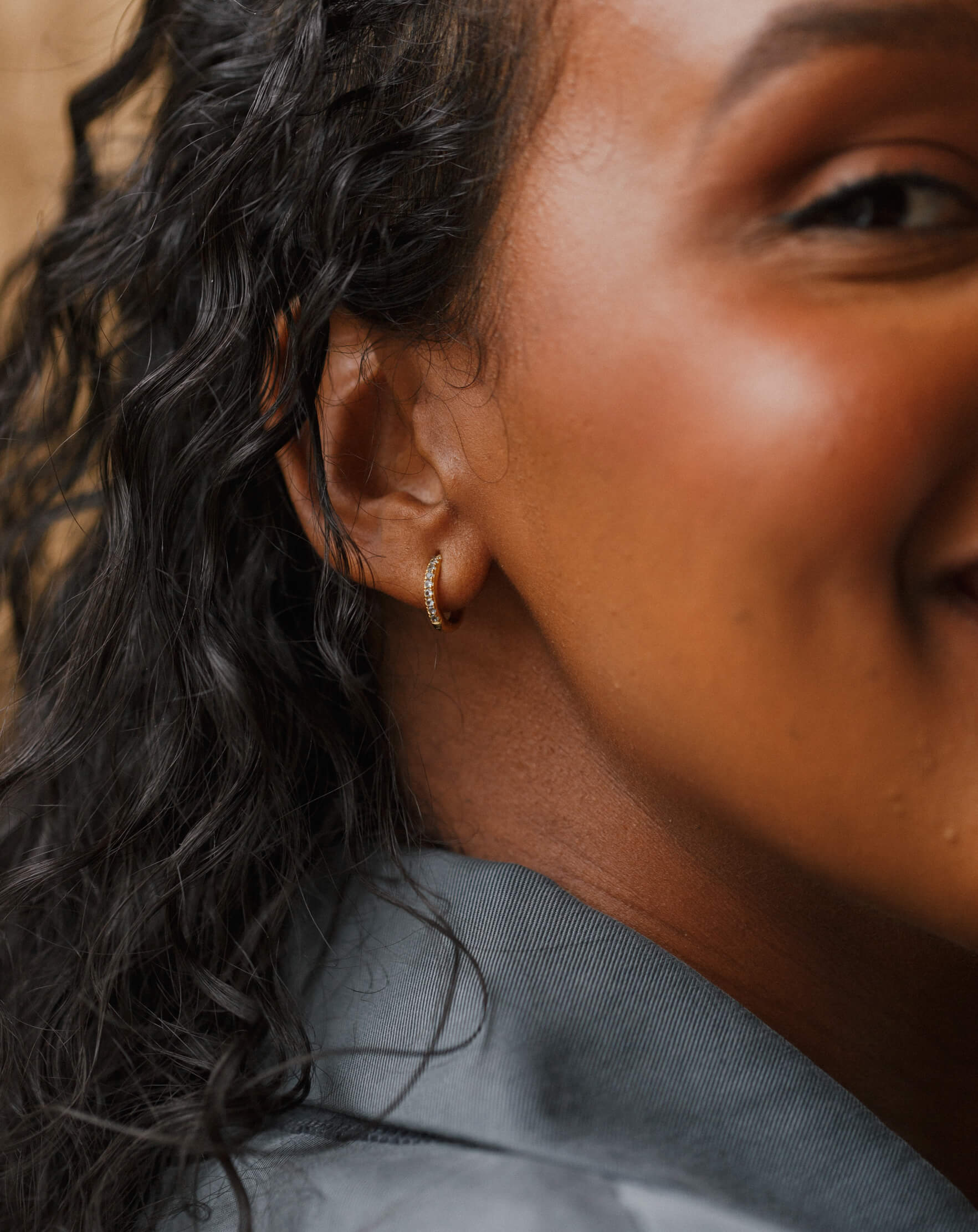 Gold Aura Birthstone Huggie Hoops - Image 8