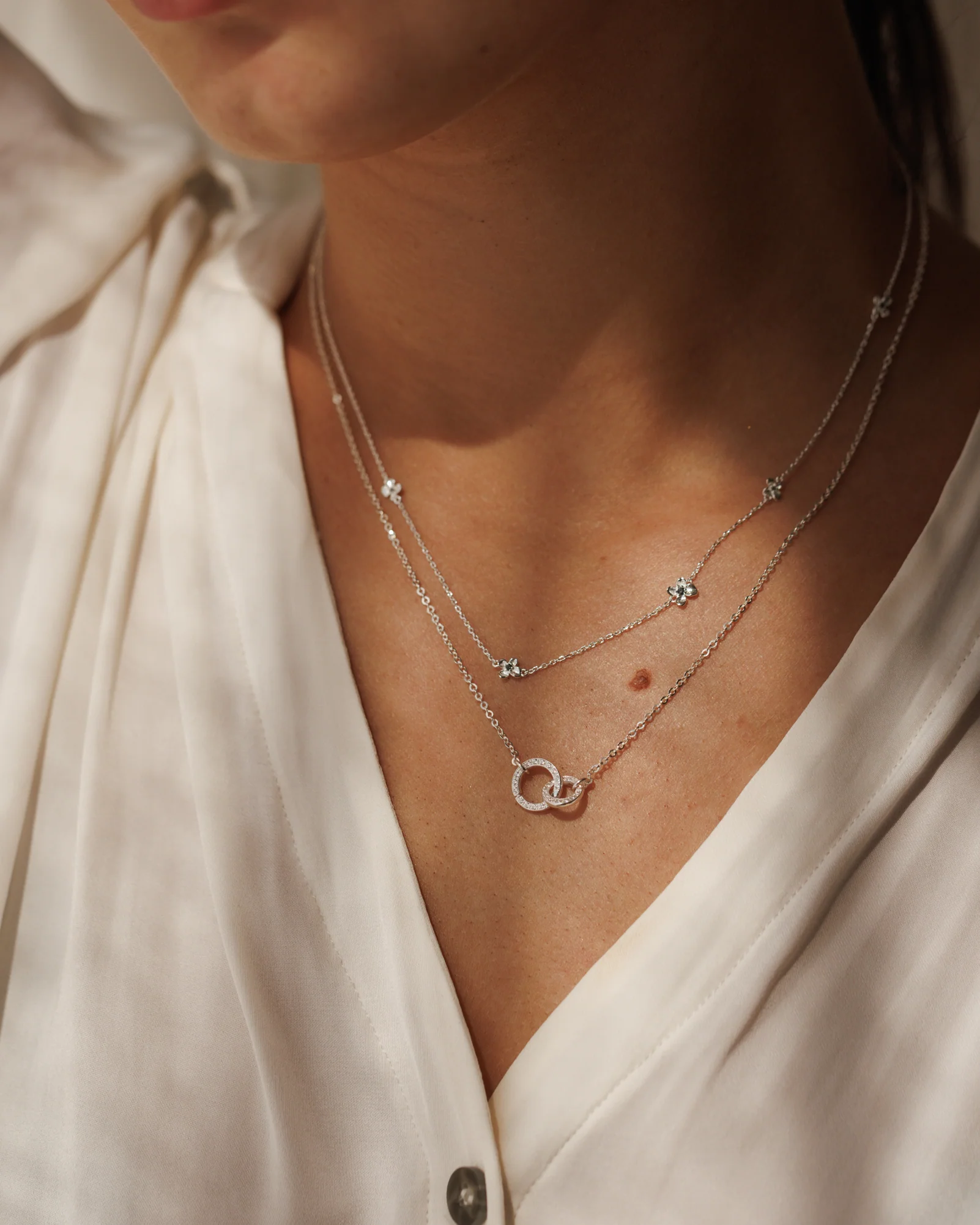 Pavé Duo Charm Holder Necklace - Image 3