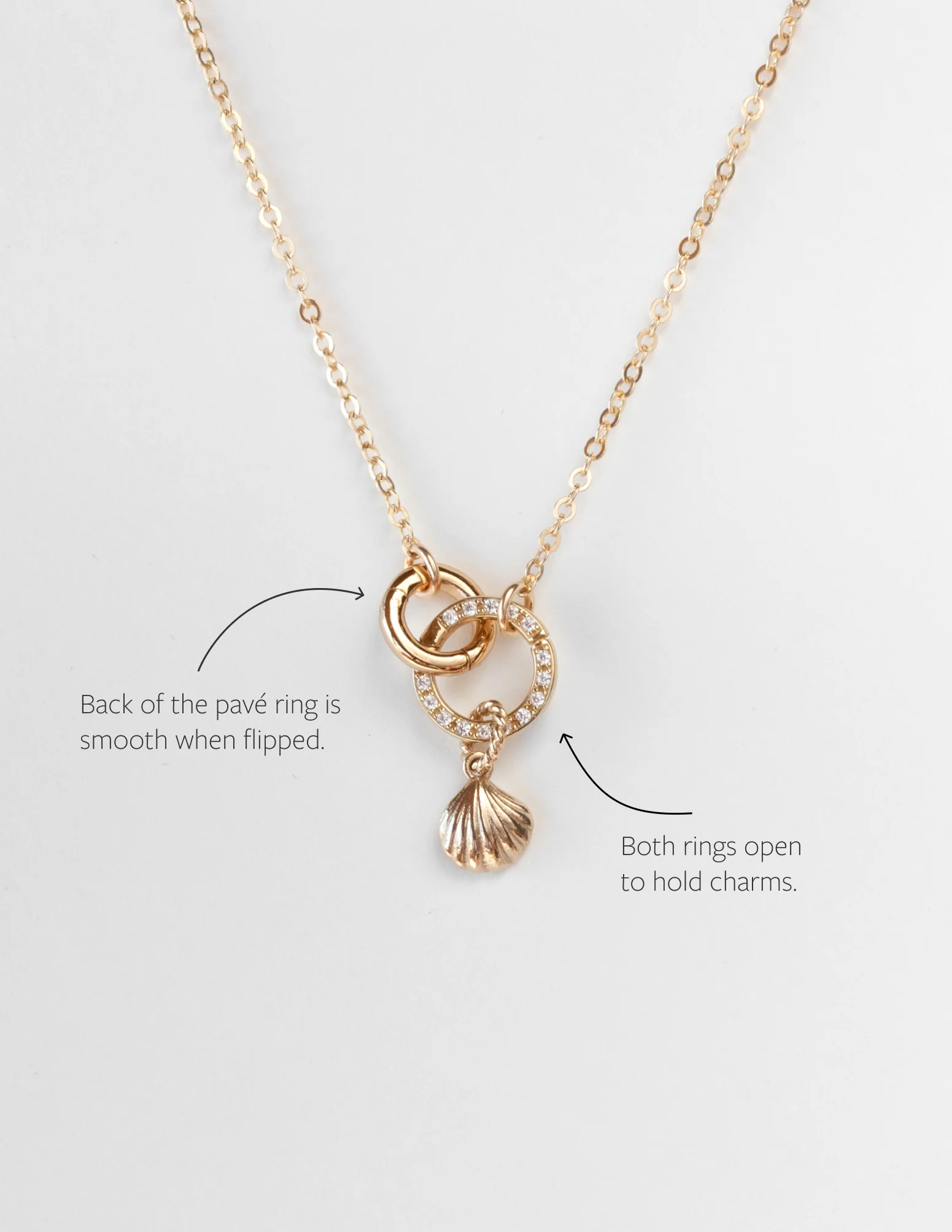 Pavé Duo Charm Holder Necklace - Image 4