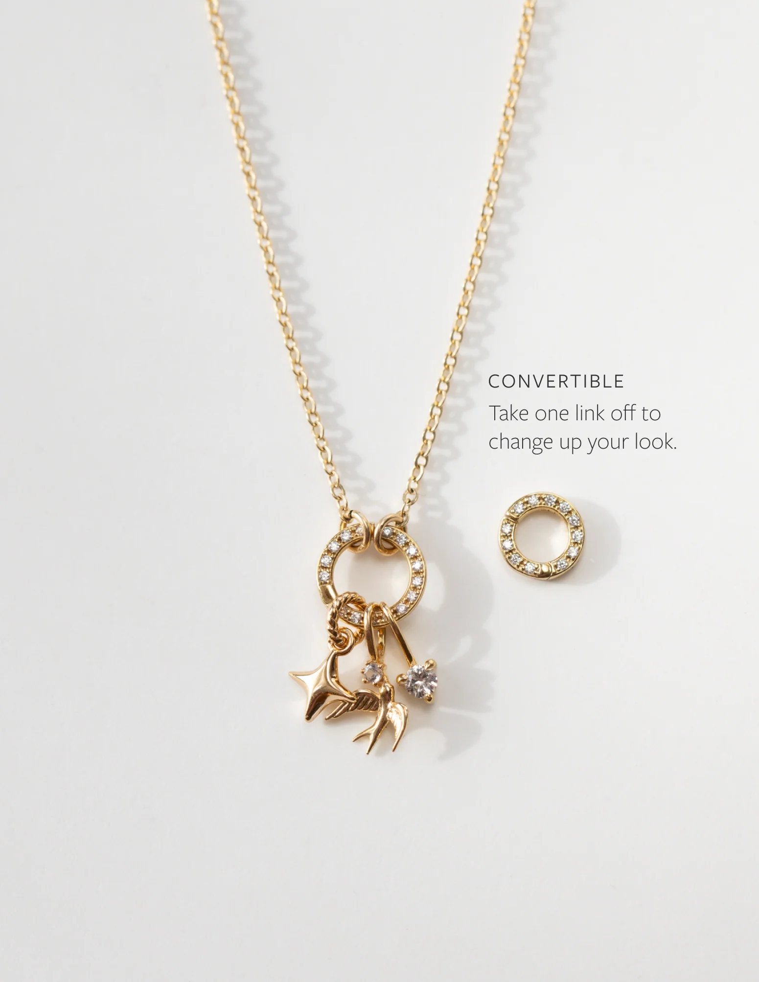 Pavé Duo Charm Holder Necklace - Image 6