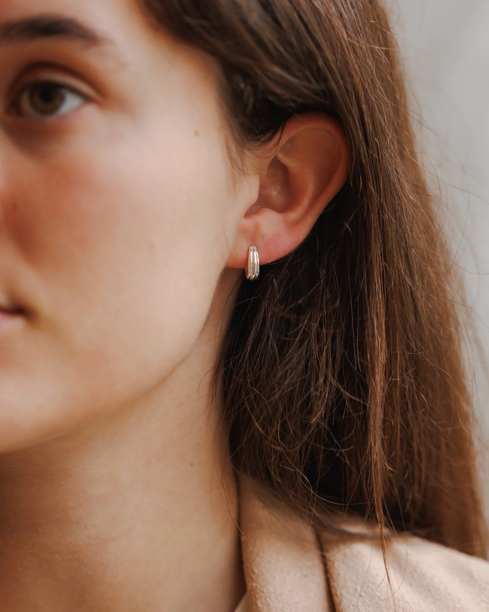 Fluted Huggie Hoops - Image 5