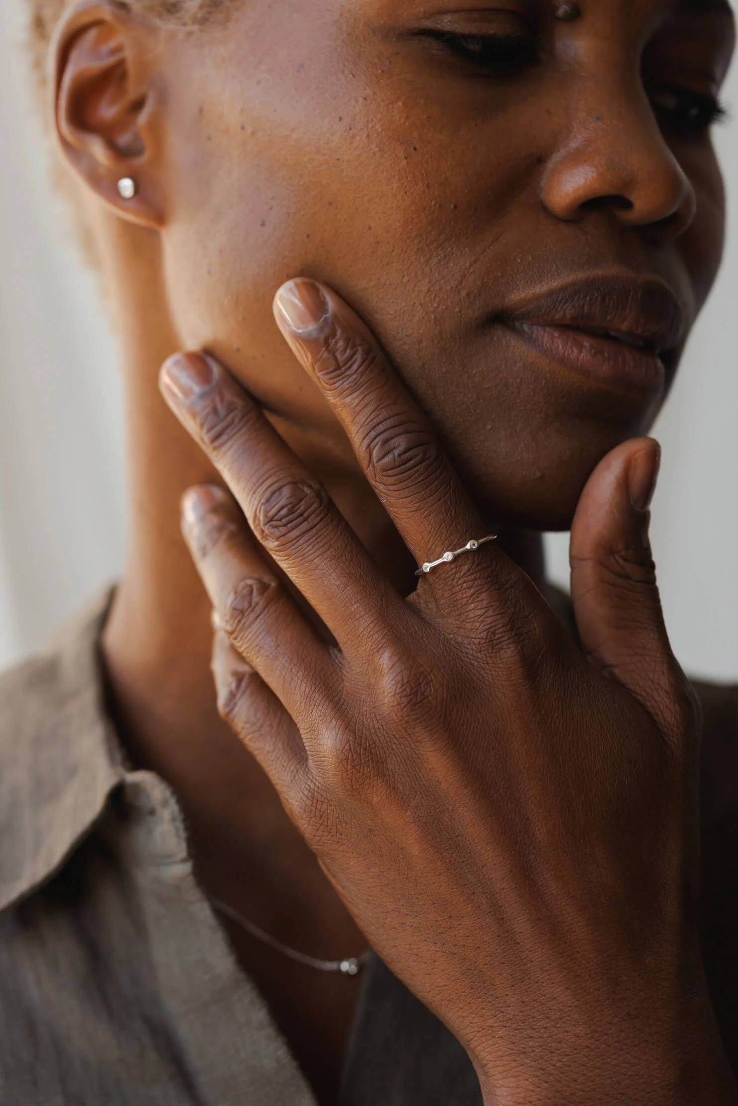 Gaia White Sapphire Trilogy Ring - Image 3