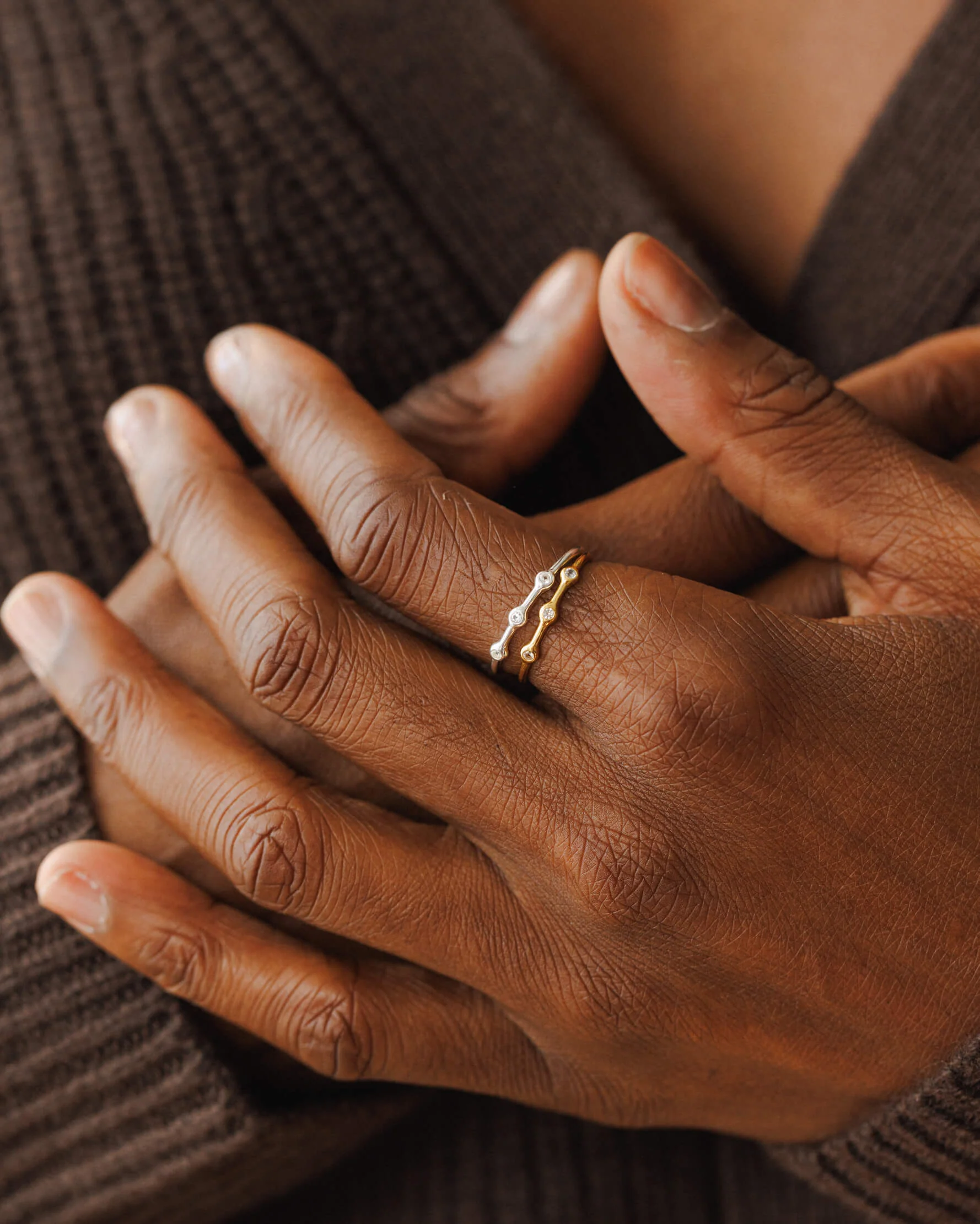 Gaia White Sapphire Trilogy Ring - Image 7