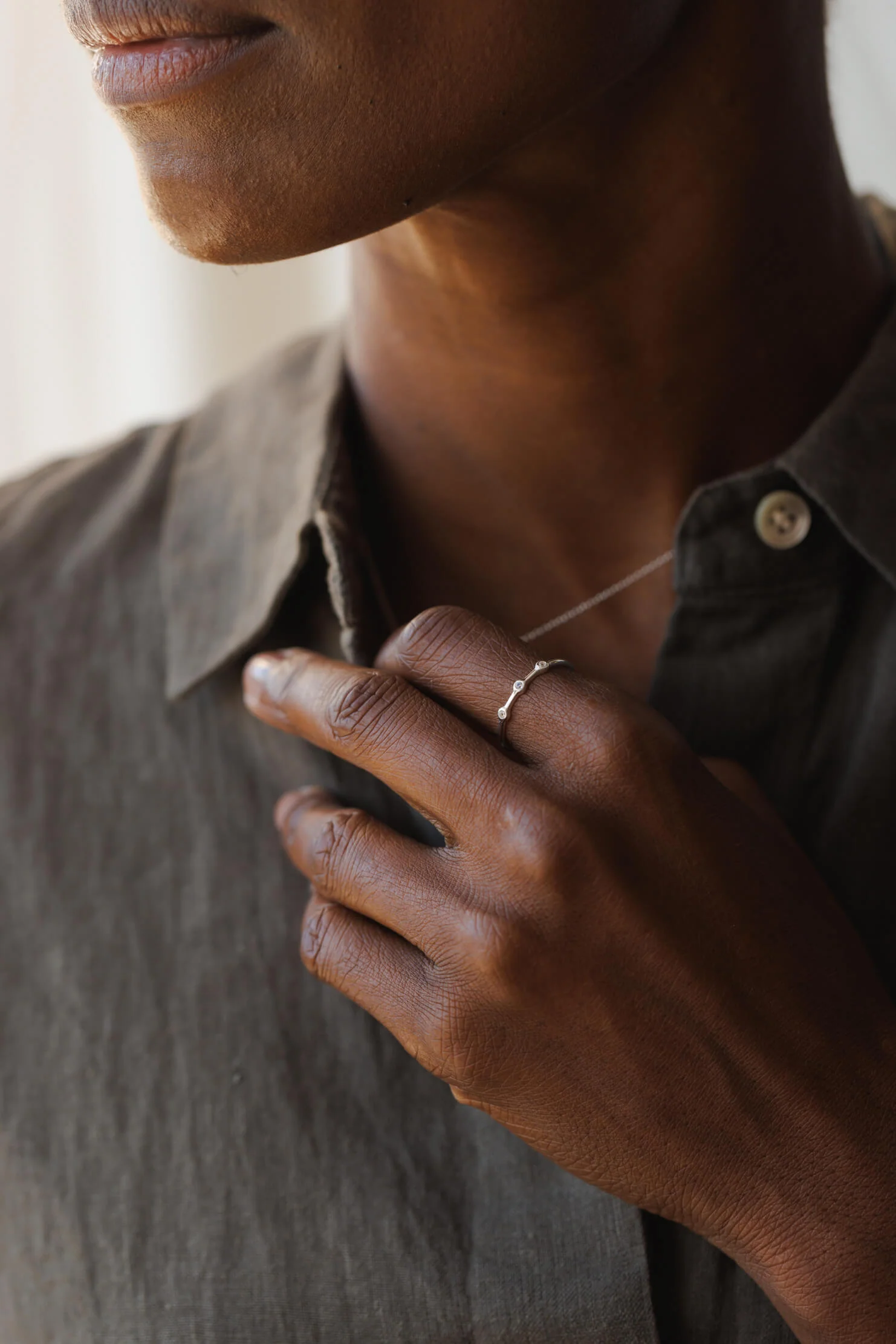 Gaia White Sapphire Trilogy Ring - Image 8