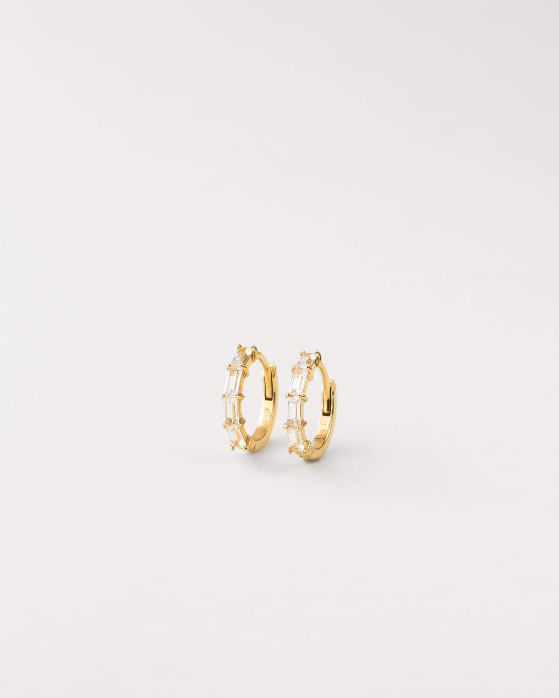 Nouveau White Sapphire Huggie Hoops - Image 3