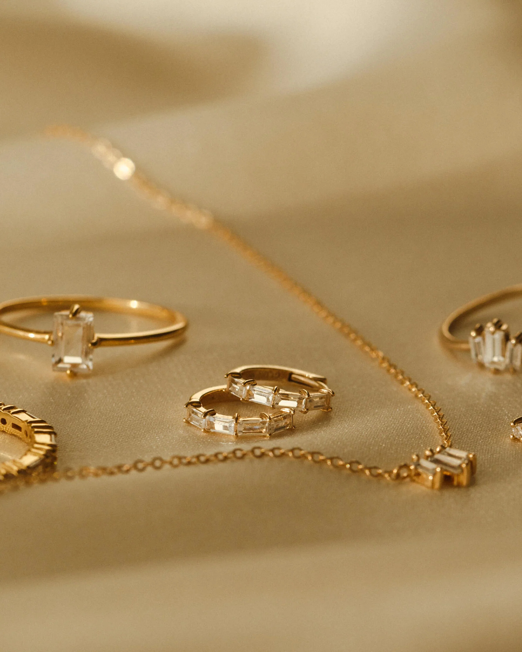 Nouveau White Sapphire Huggie Hoops - Image 5