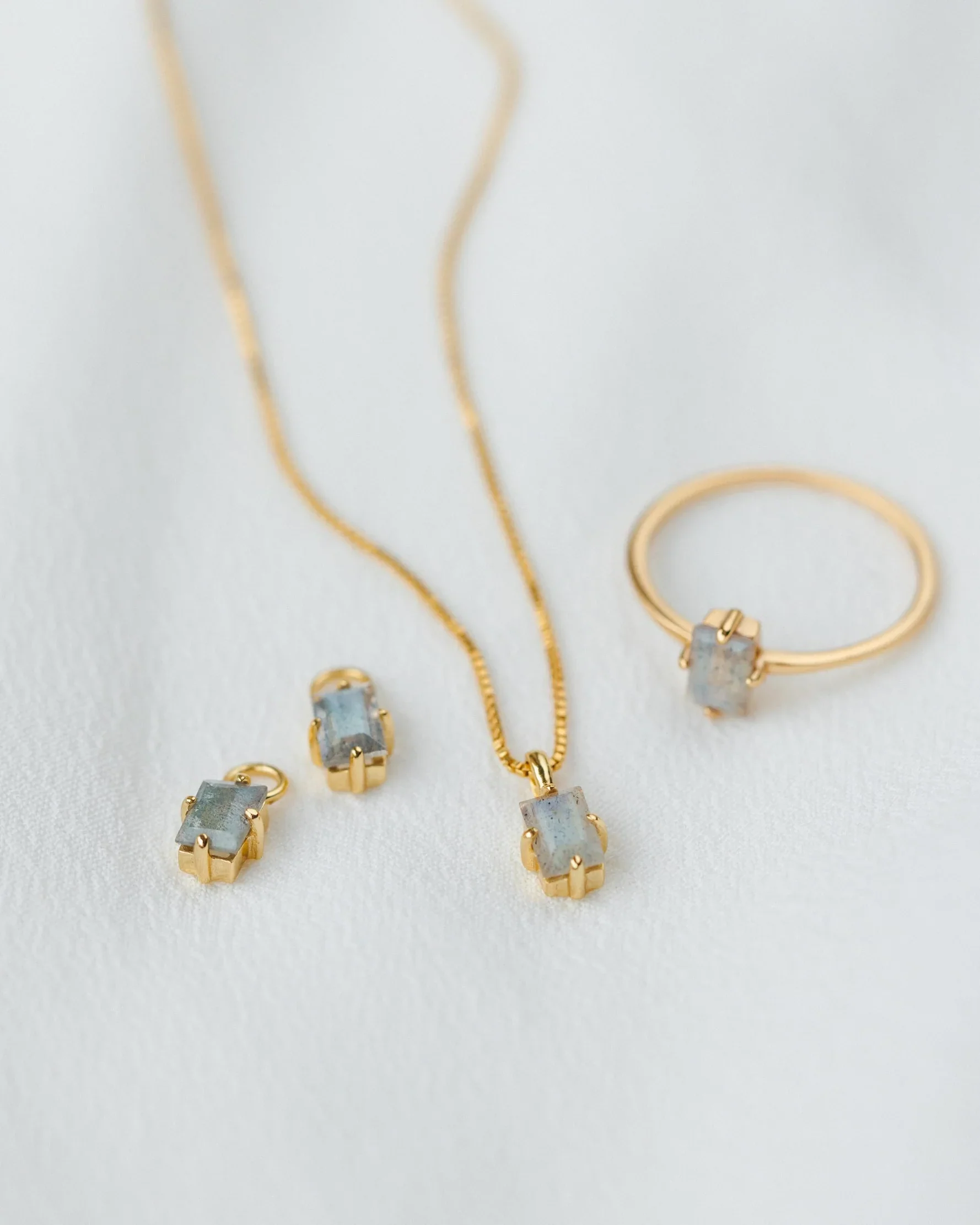 Labradorite Grand Baguette Studs - Image 4