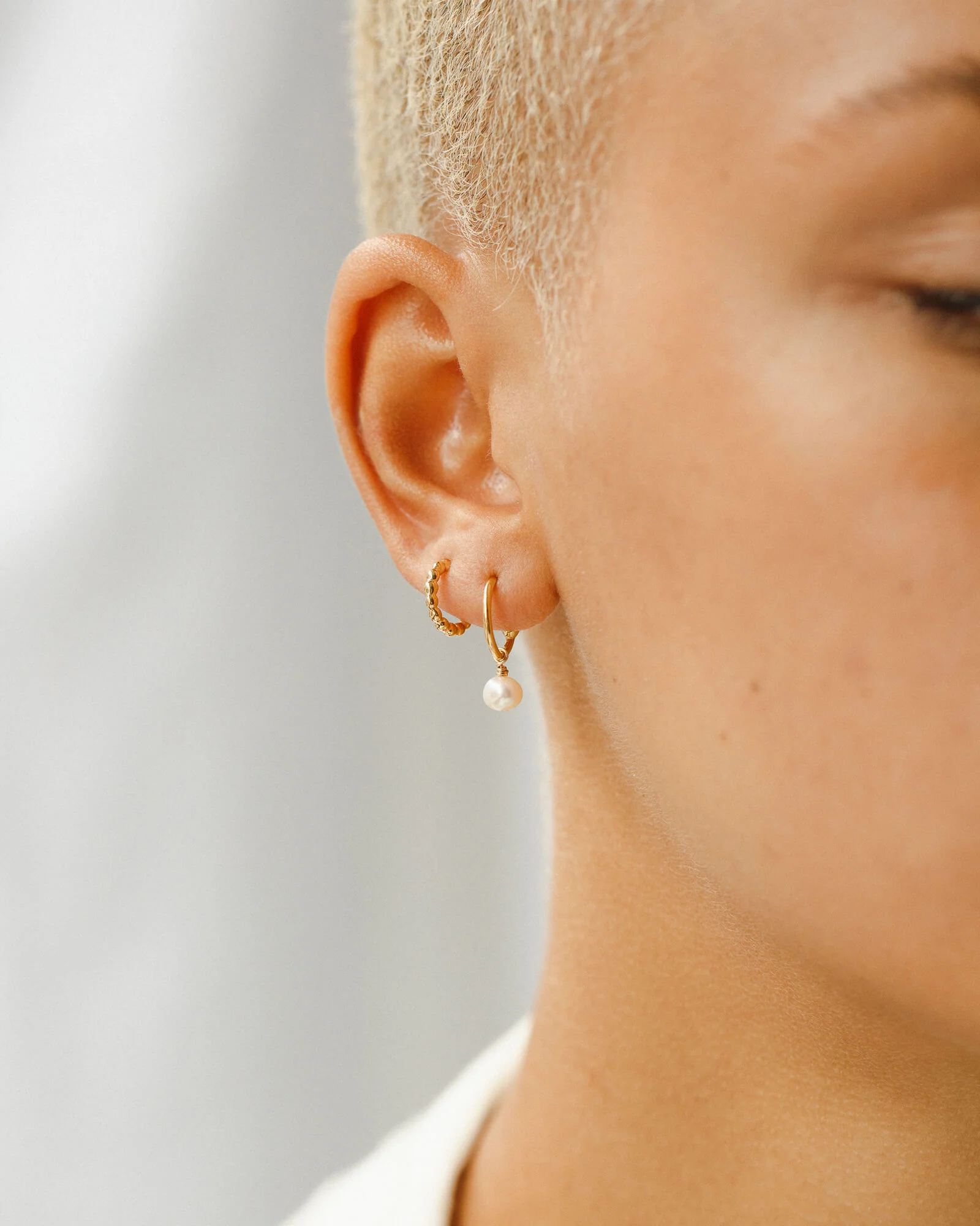 Sia Pearl Huggie Hoops - Image 3