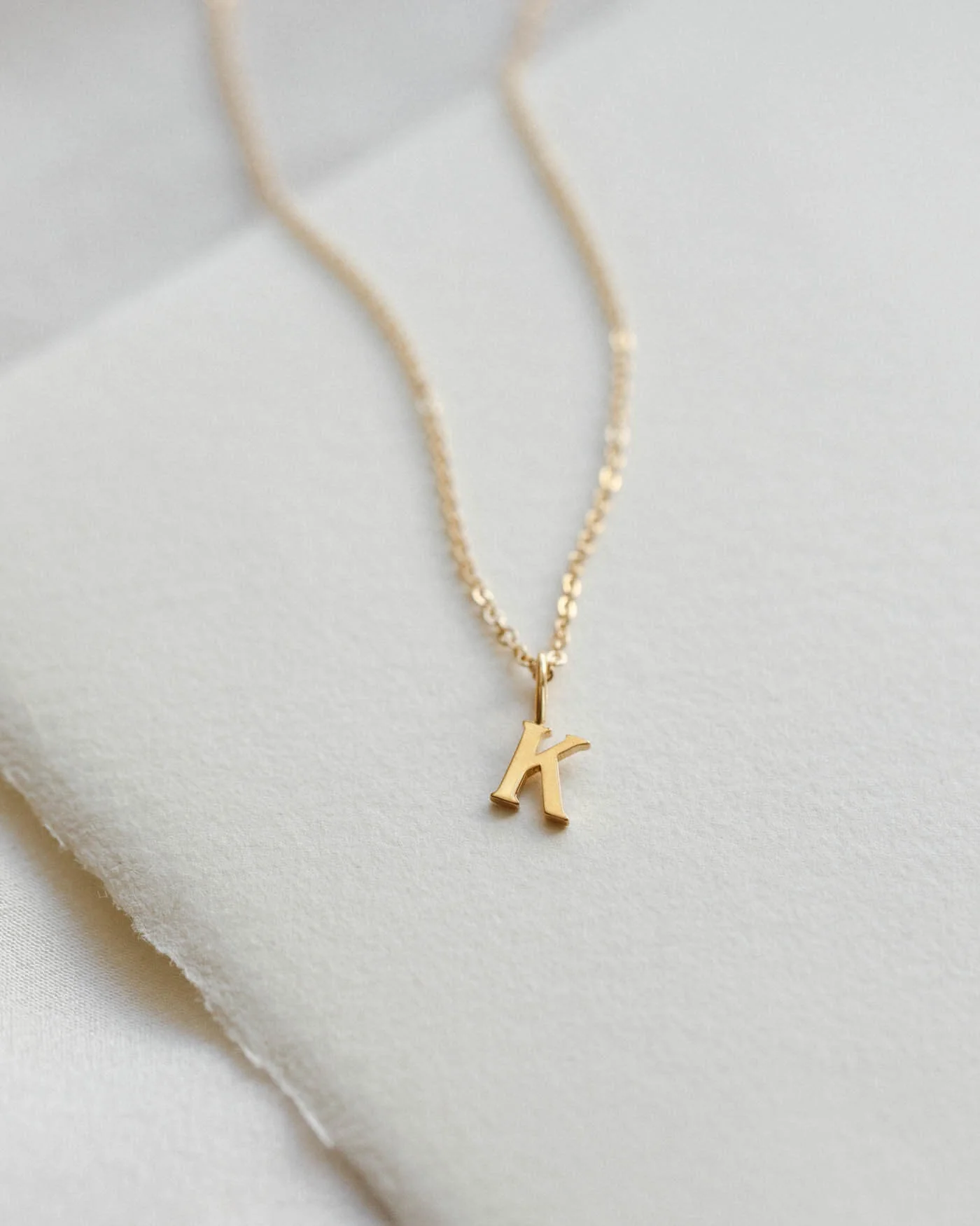 14k Dainty Serif Initial Necklace - Image 5