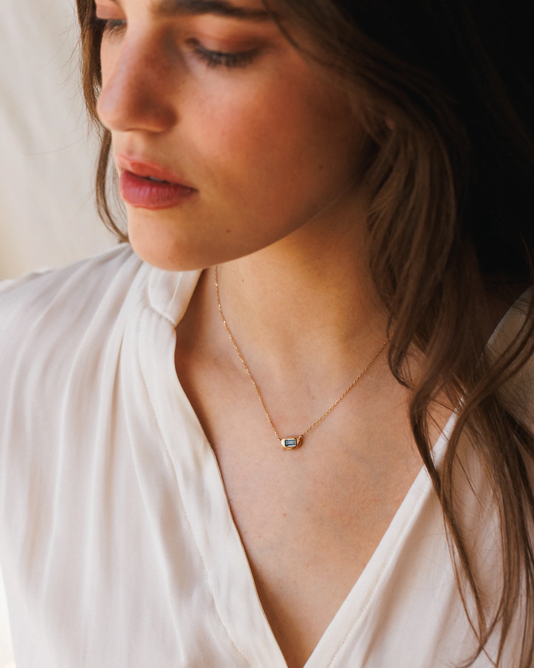 Solid Gold Lagoon Gem Necklace - Image 10