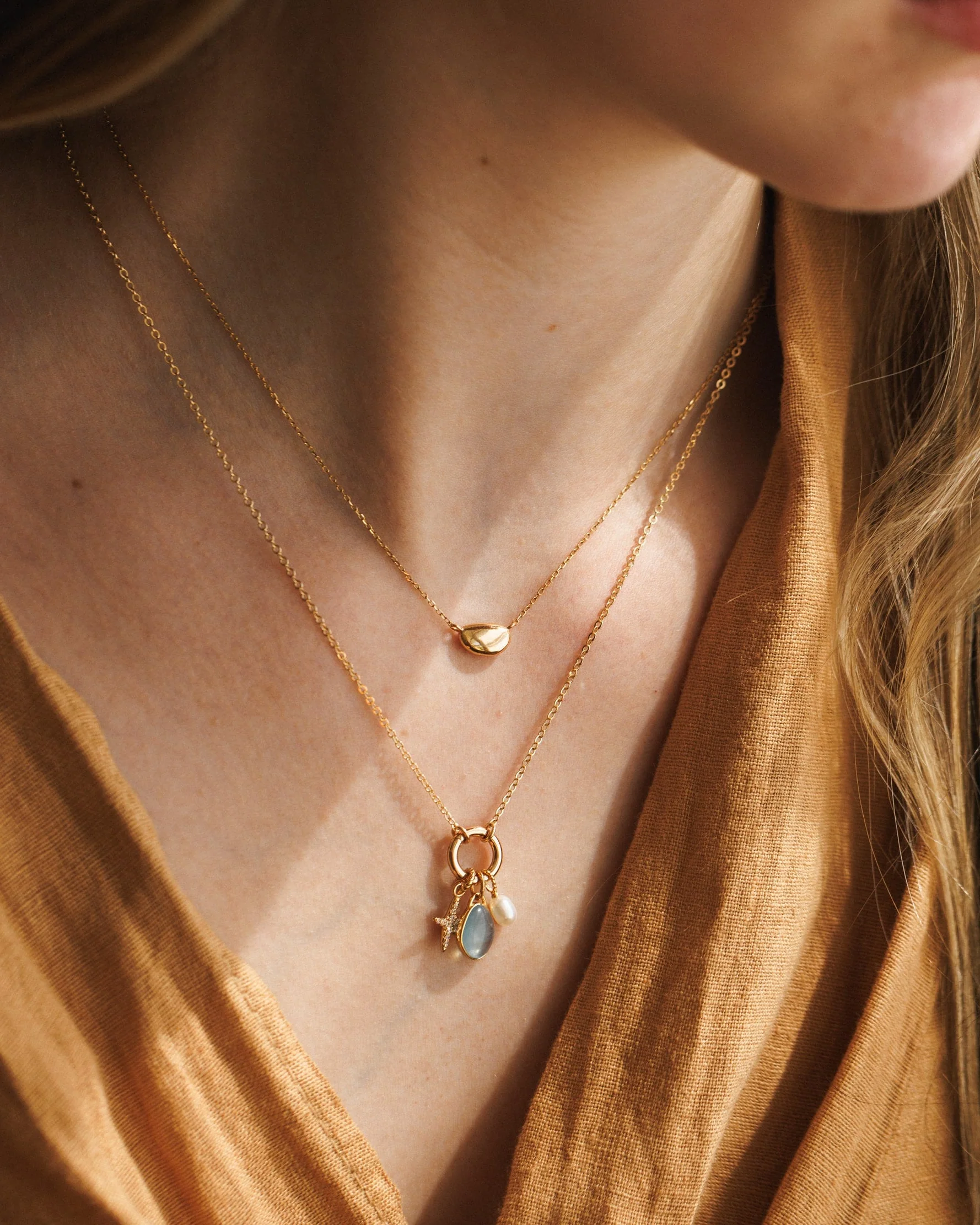 Solid Gold Lagoon Gem Necklace - Image 4