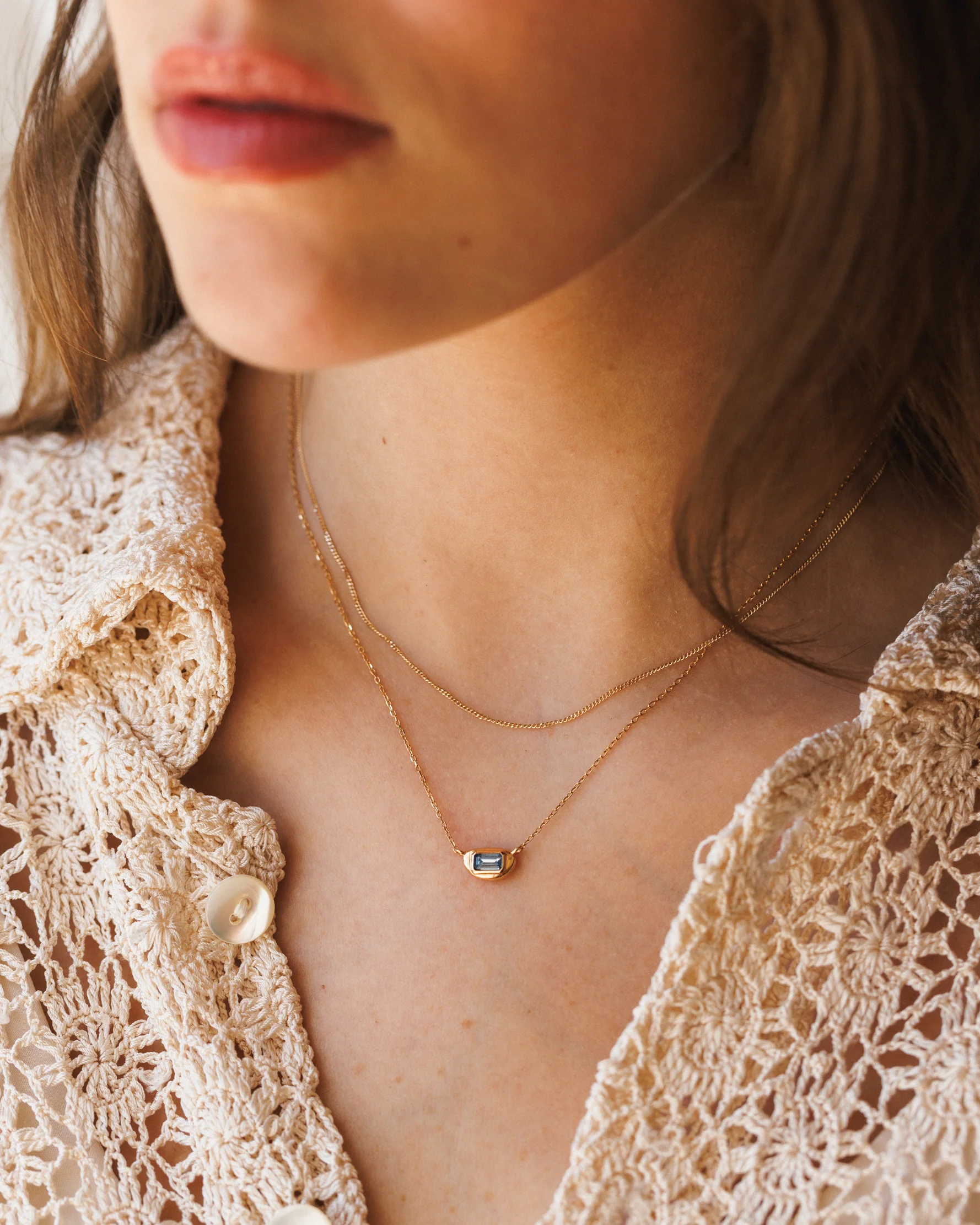 Solid Gold Lagoon Gem Necklace - Image 8