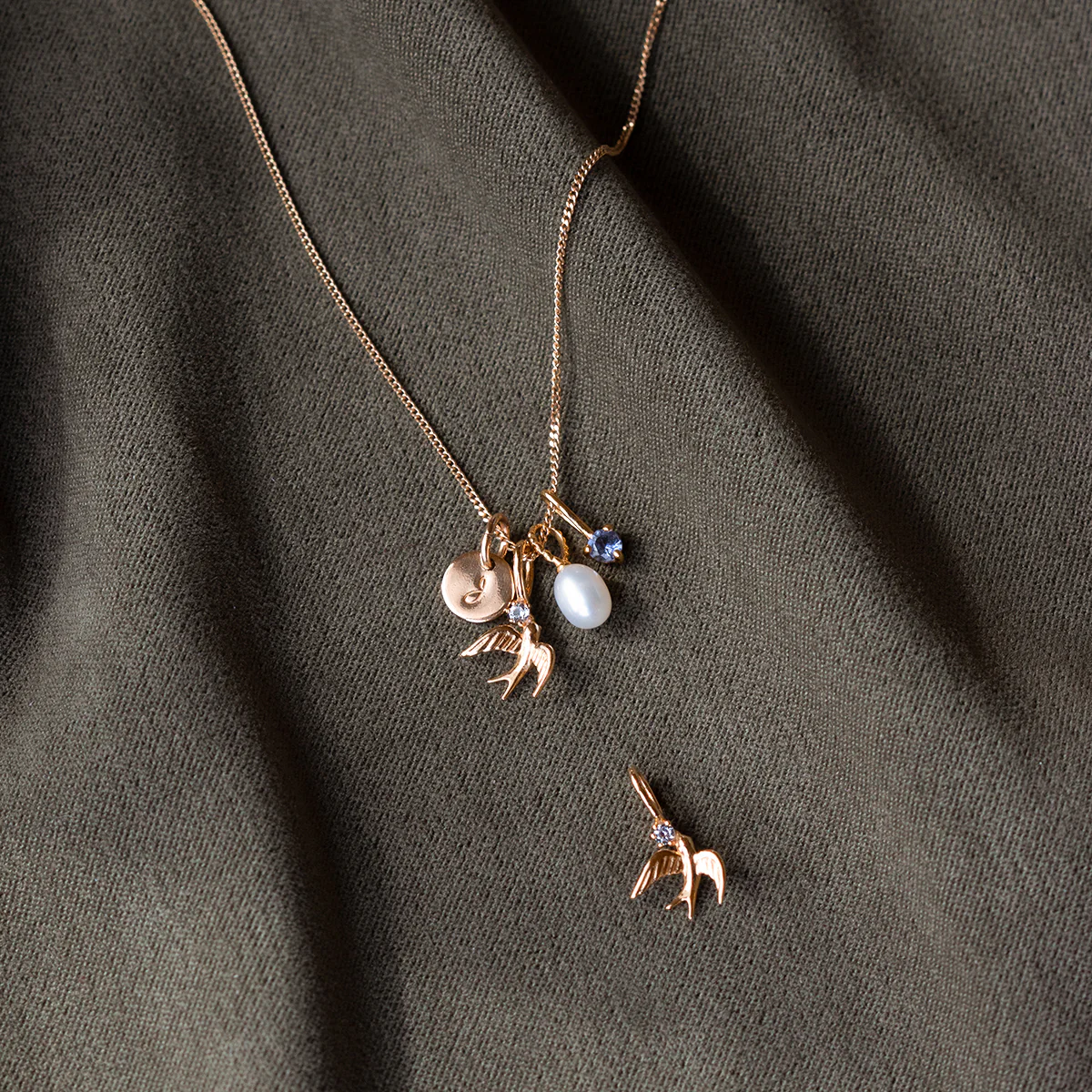 Solid Gold Swallow Charm - Image 8