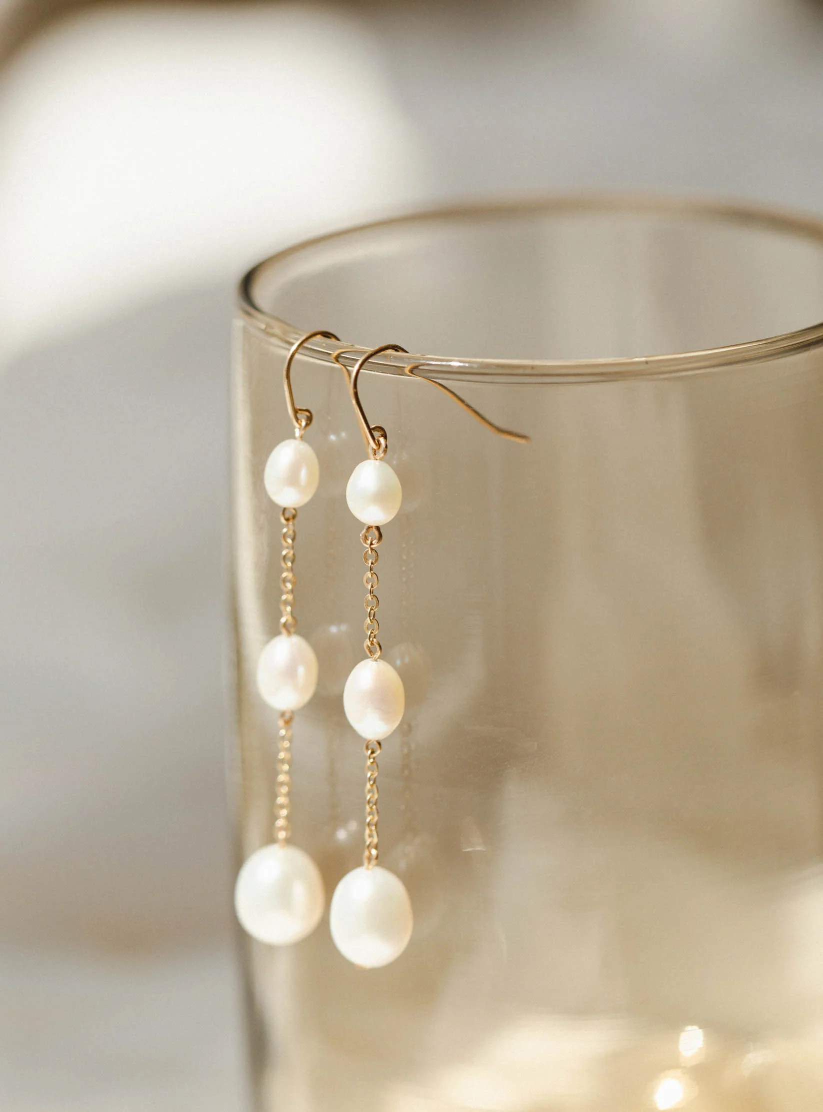 Trinity Pearl Drop Earrings - Image 4
