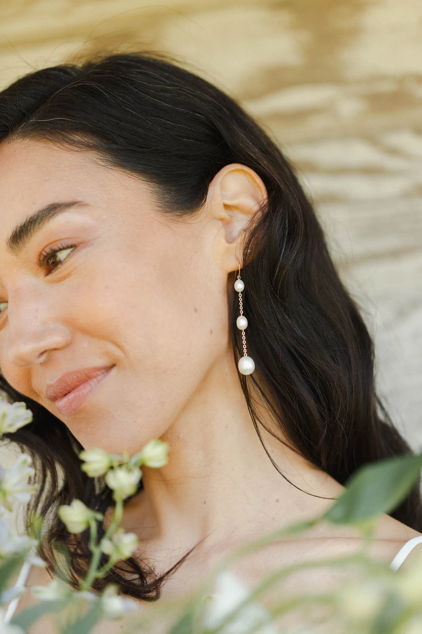 Trinity Pearl Drop Earrings - Image 7