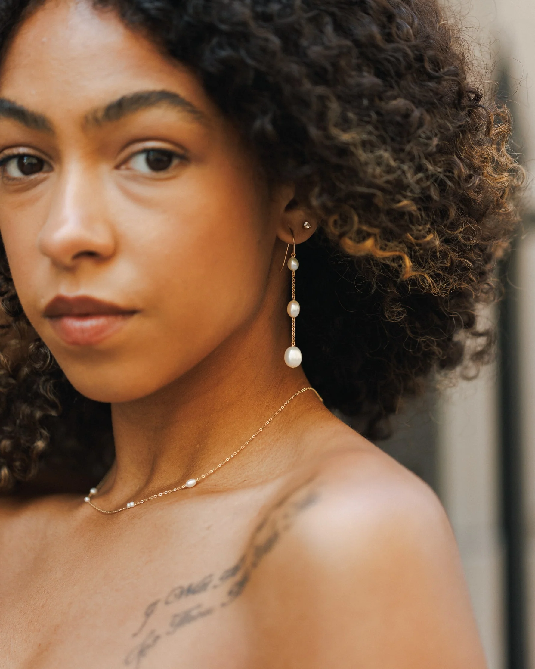 Trinity Pearl Drop Earrings - Image 8