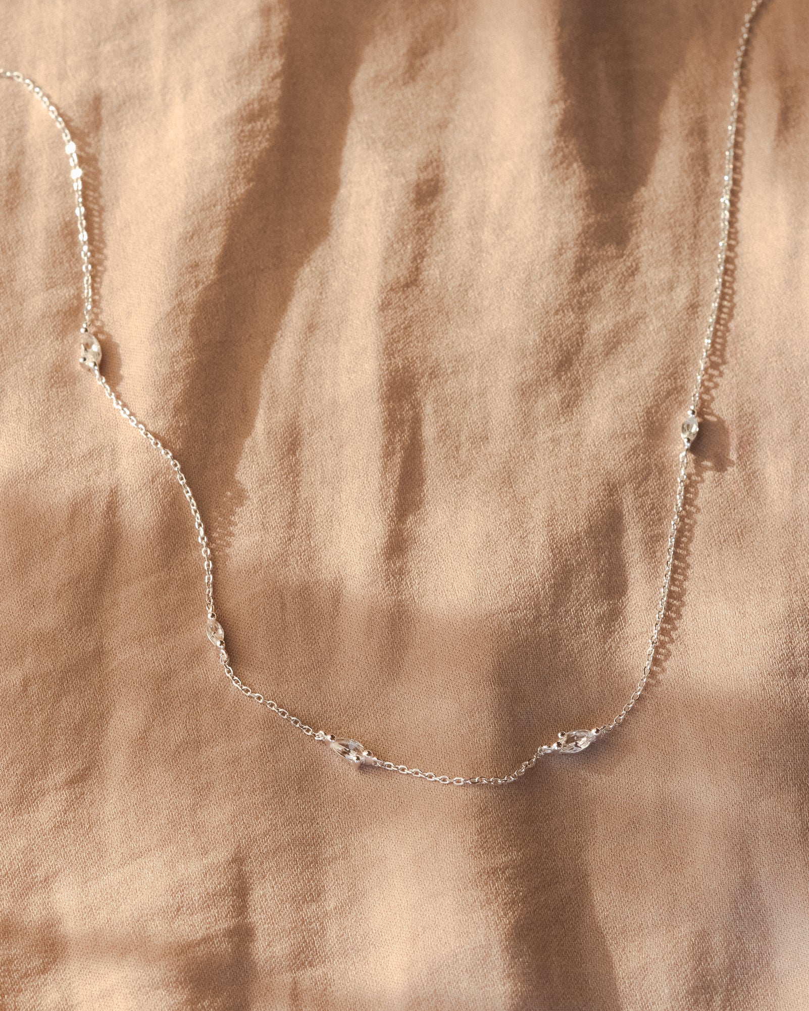 White Sapphire Leaflet Necklace - Image 3