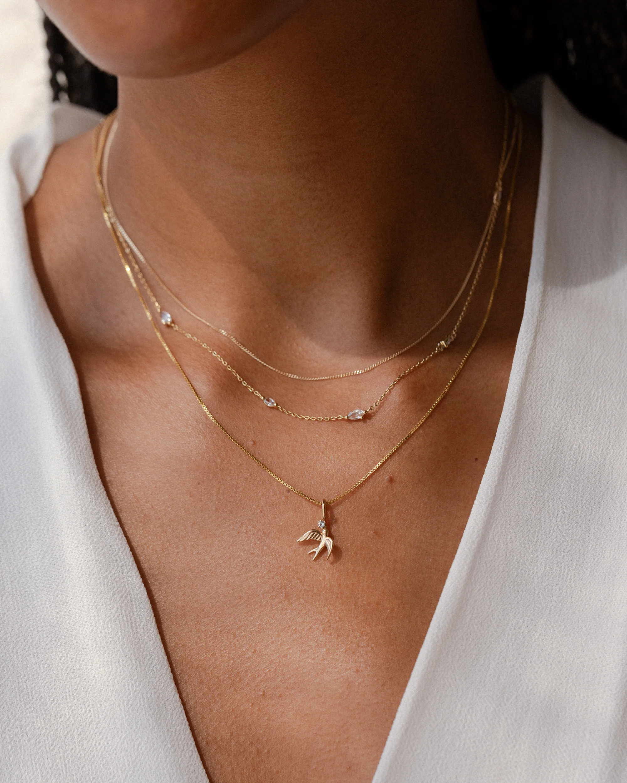 White Sapphire Leaflet Necklace - Image 4