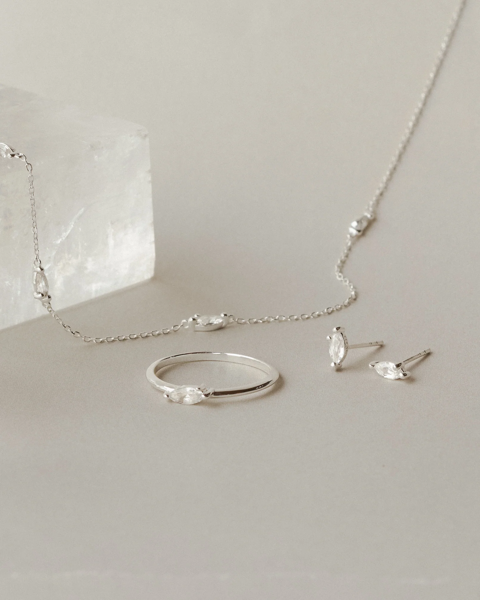 White Sapphire Leaflet Necklace - Image 5