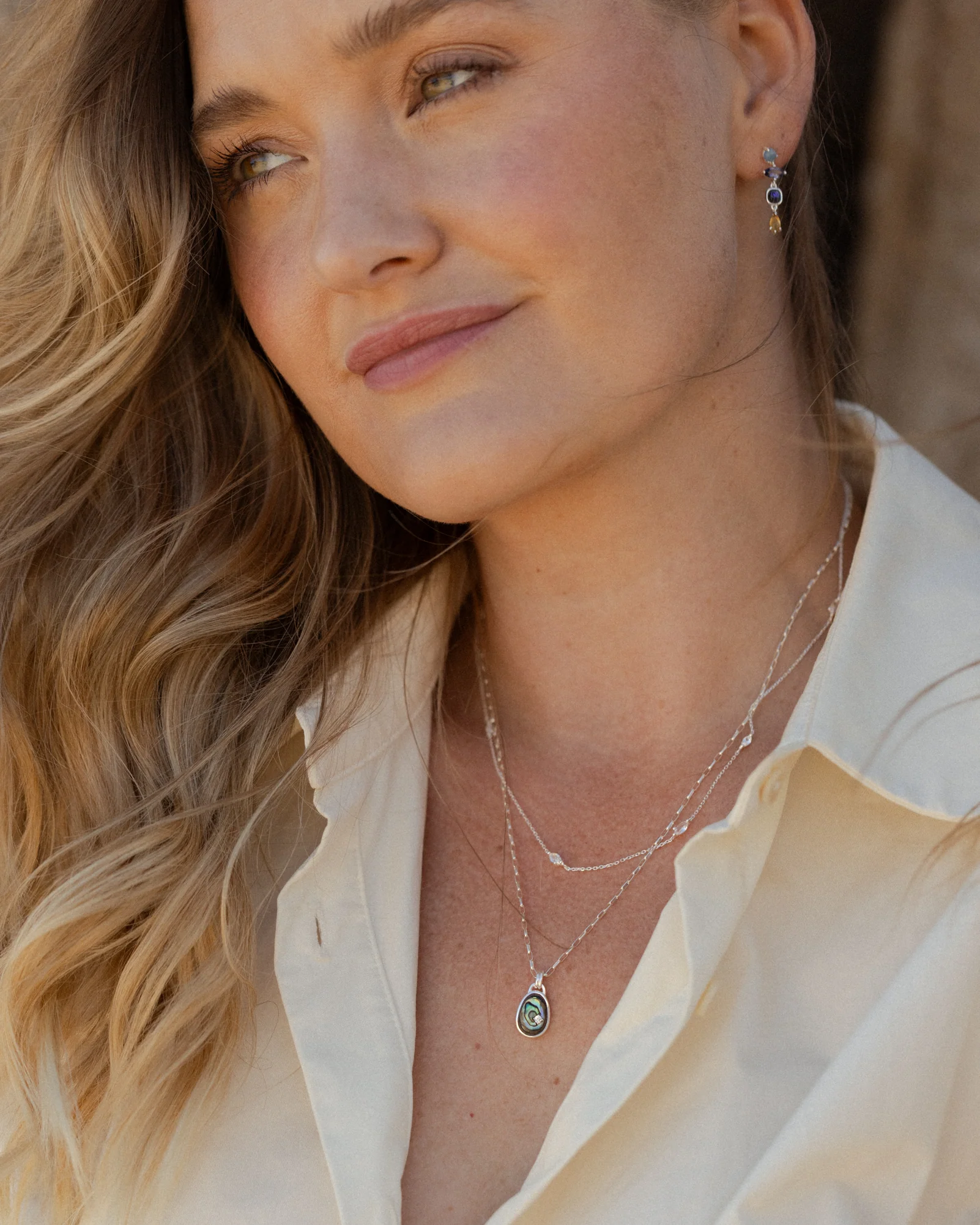 White Sapphire Leaflet Necklace - Image 6