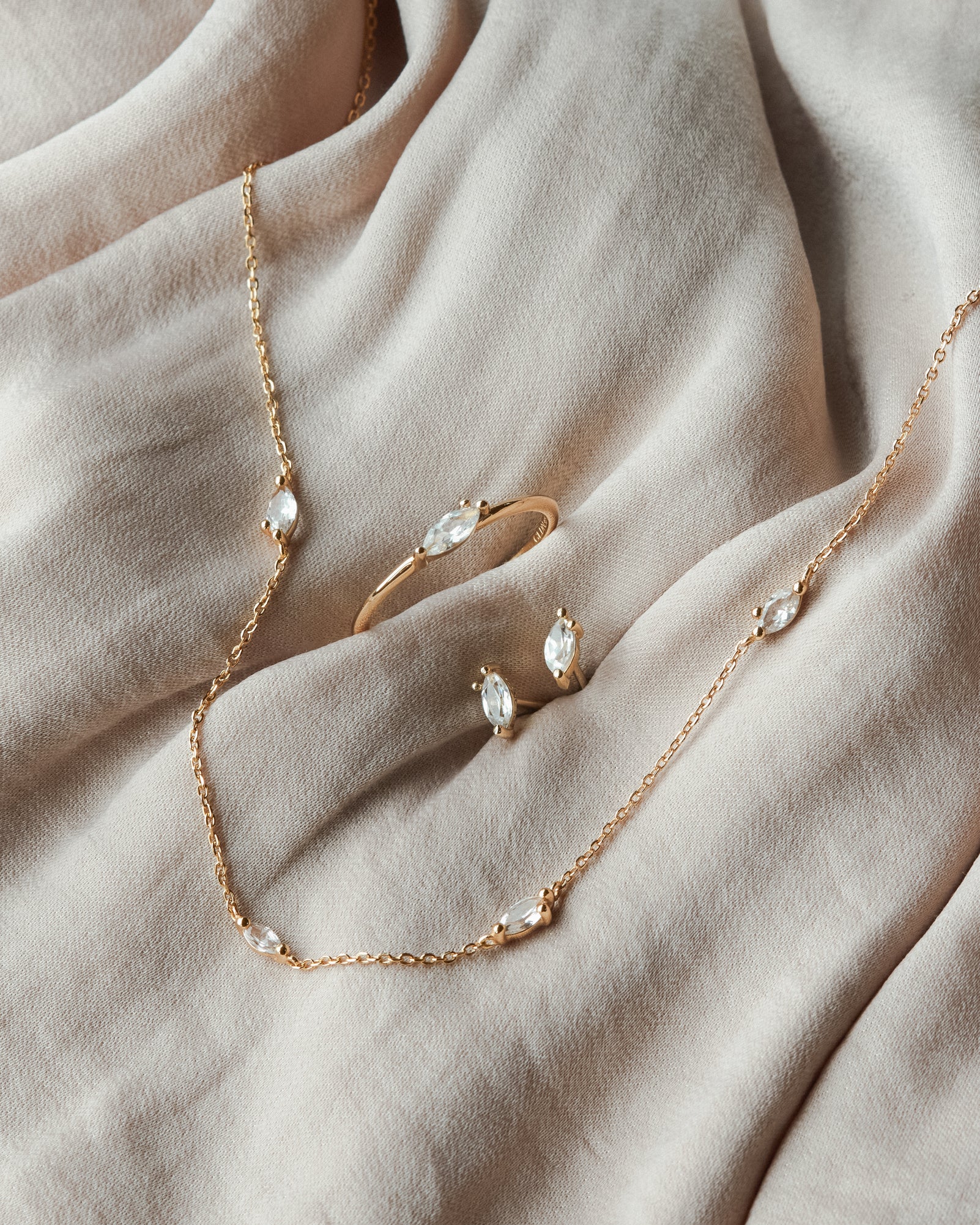 White Sapphire Leaflet Necklace - Image 7