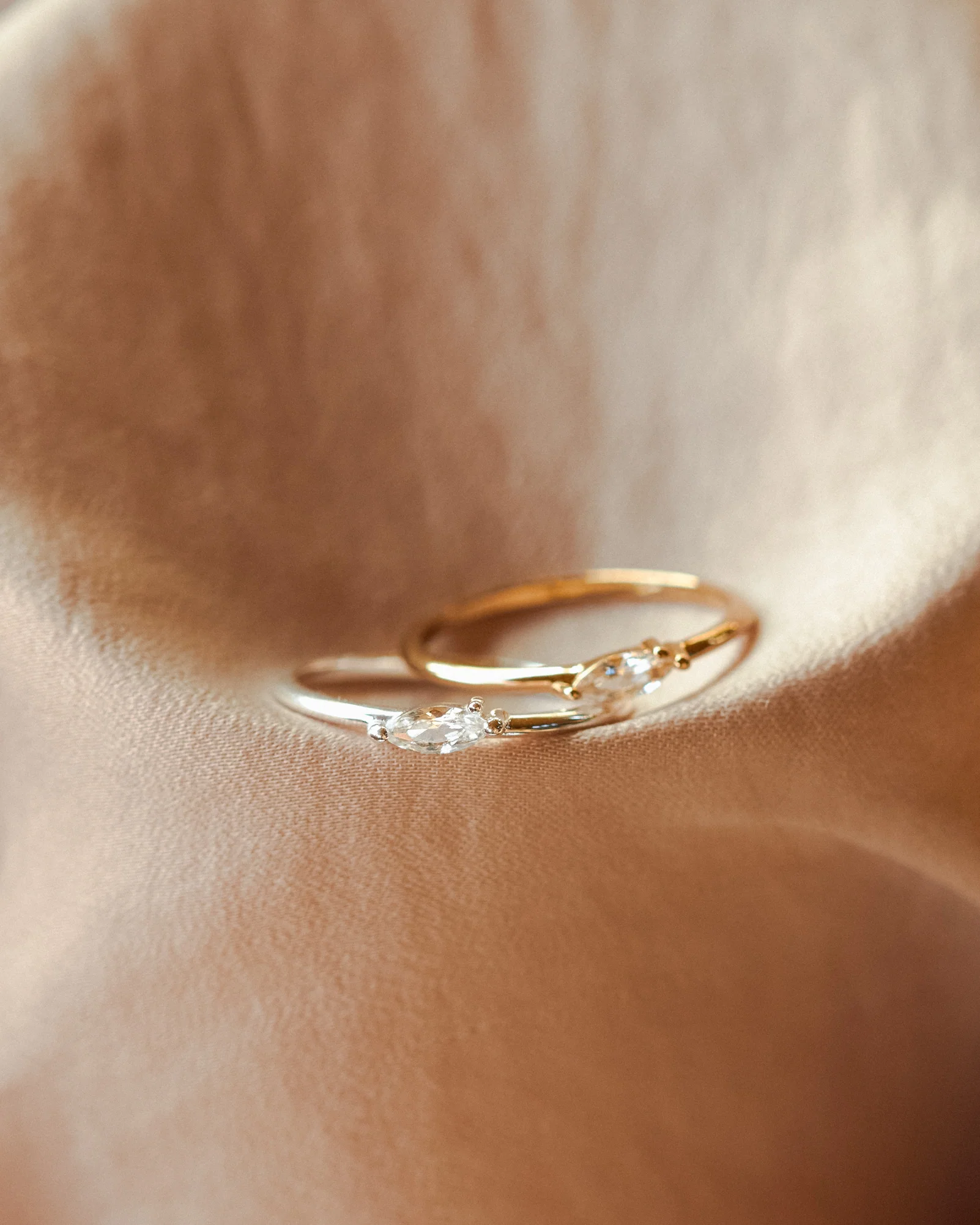 White Sapphire Leaflet Ring - Image 6