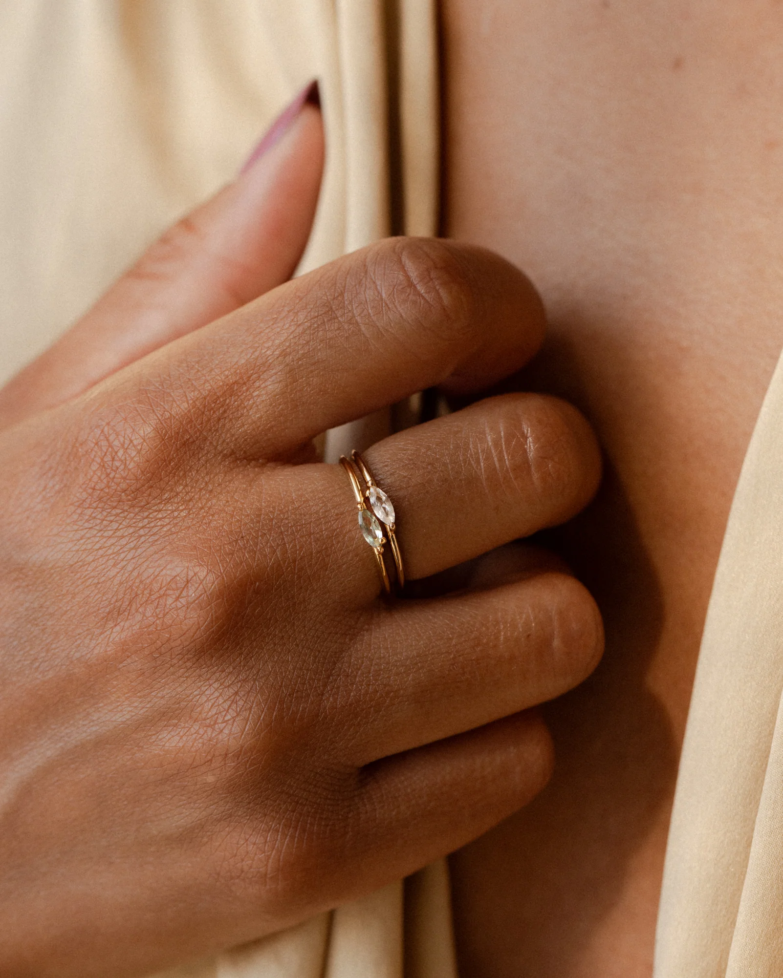 White Sapphire Leaflet Ring - Image 7