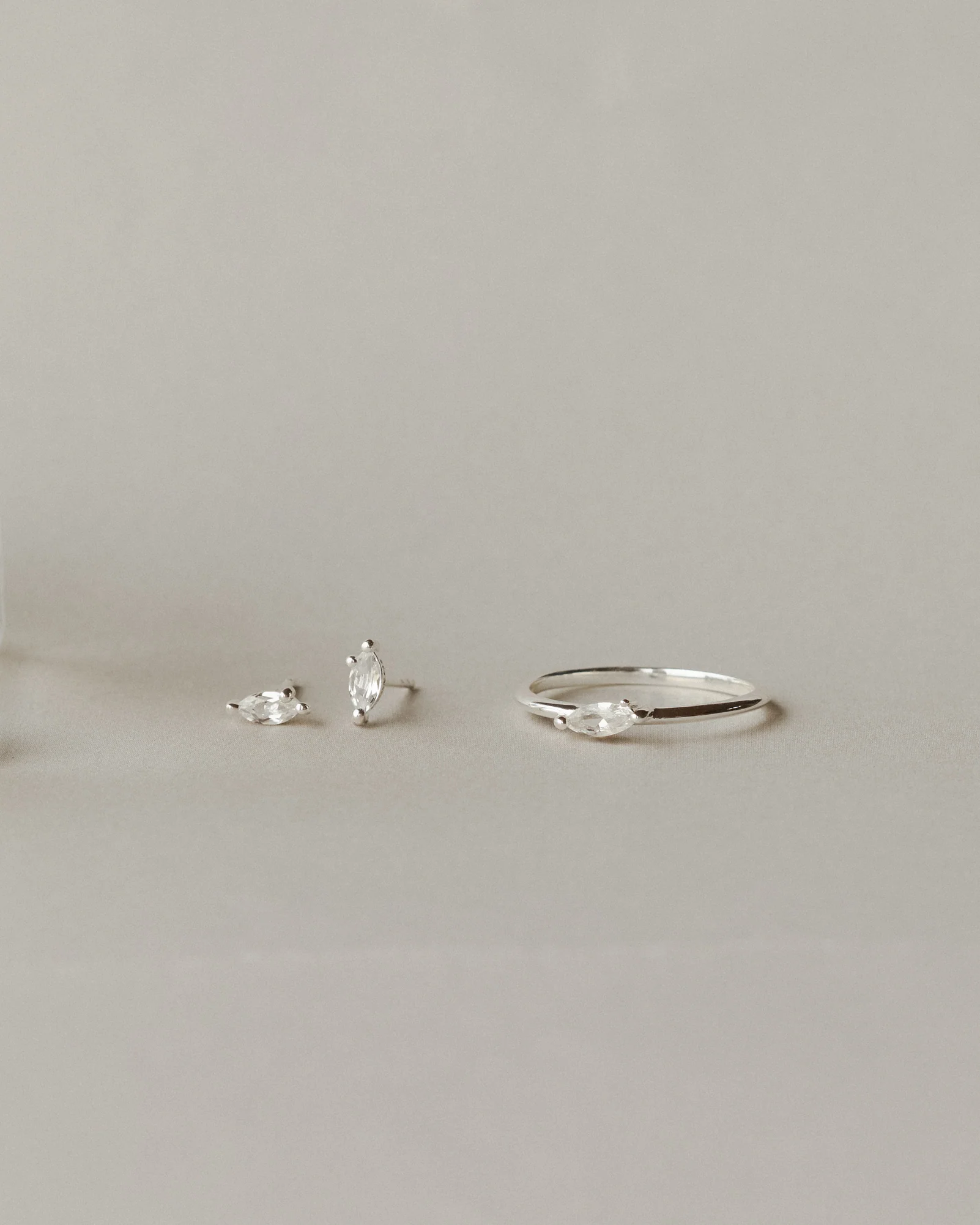 White Sapphire Leaflet Studs - Image 3