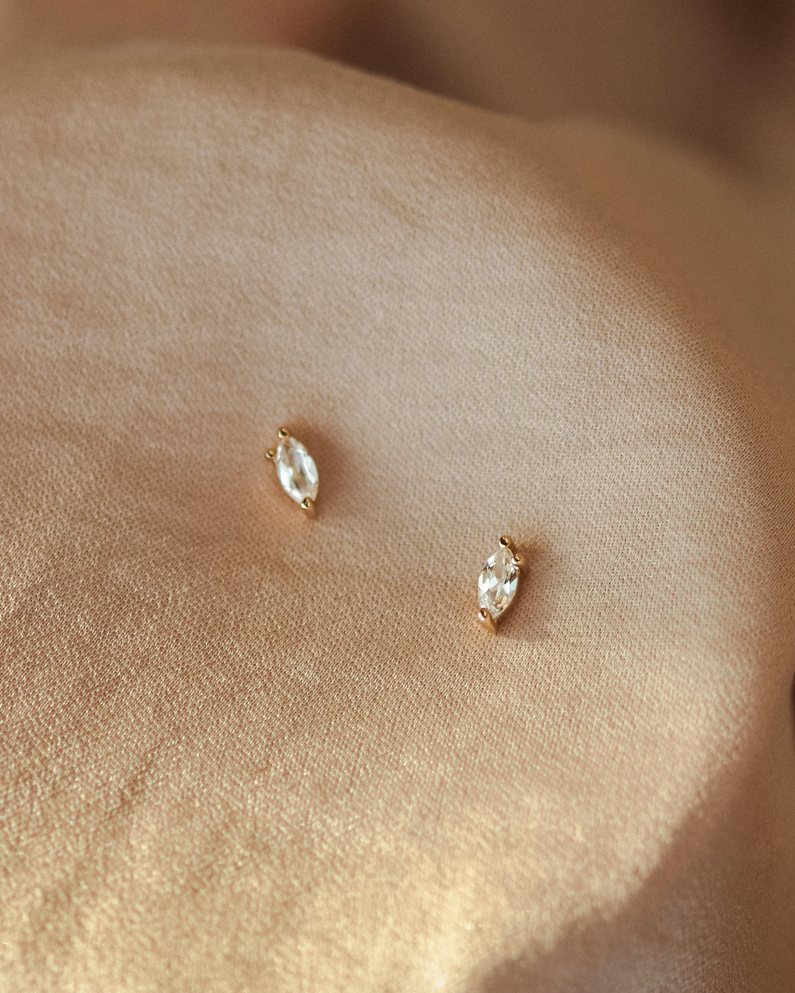 White Sapphire Leaflet Studs - Image 6