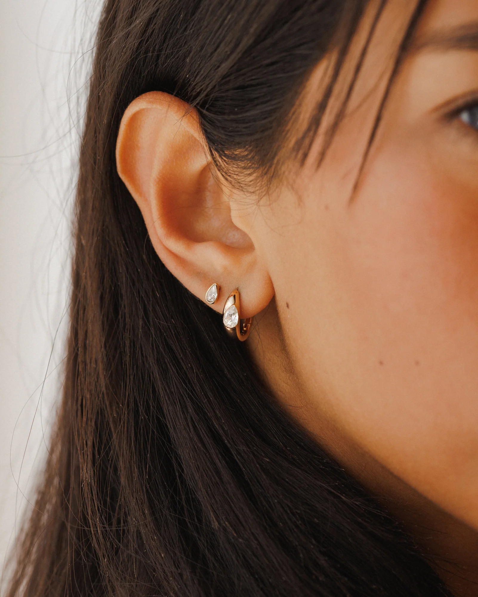 White Sapphire Zephyr Hoops - Image 3