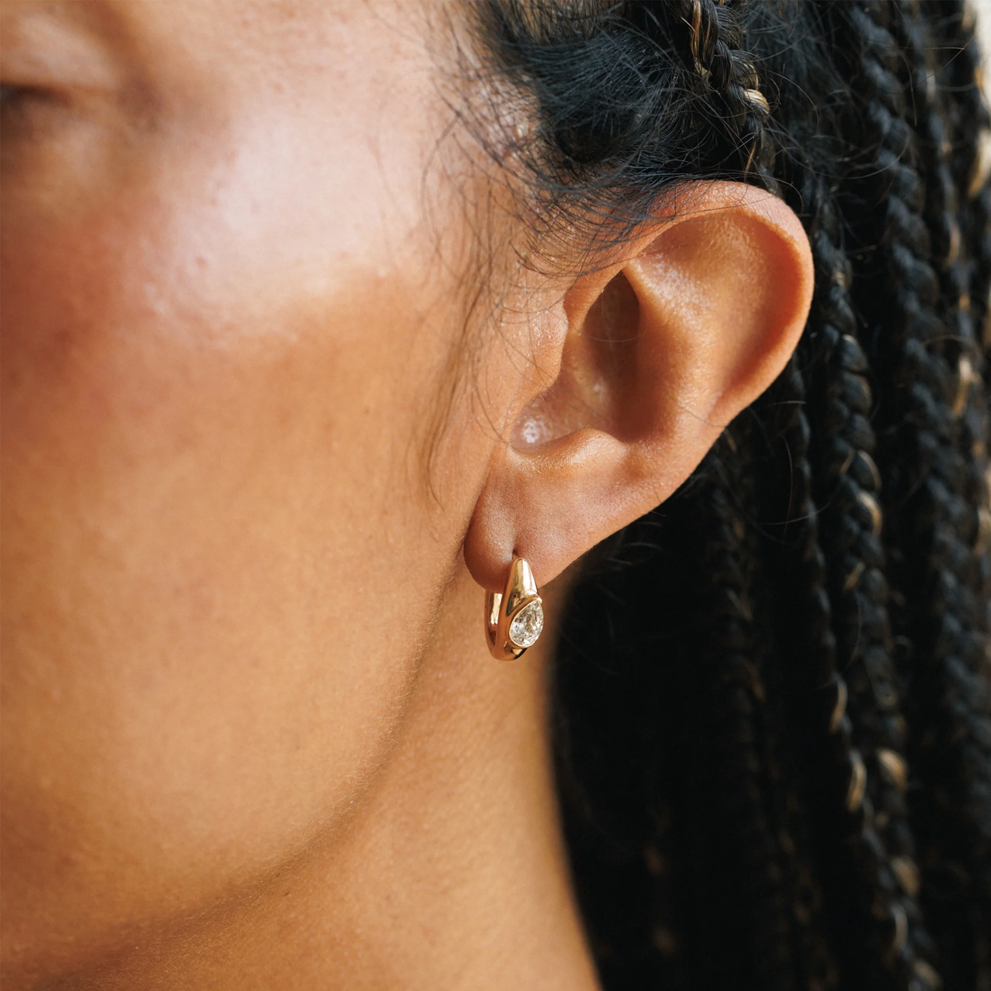 White Sapphire Zephyr Hoops - Image 5