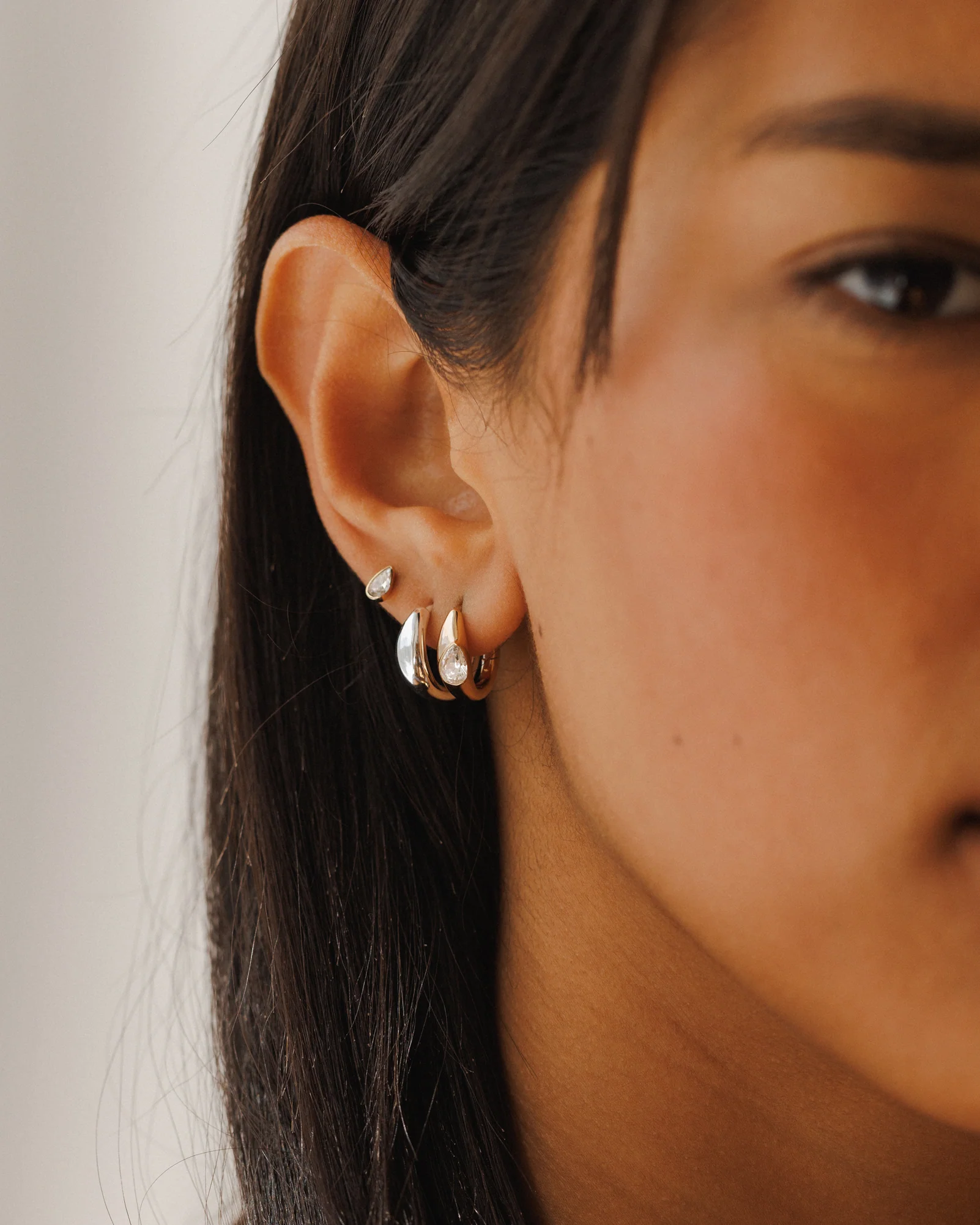 White Sapphire Zephyr Hoops - Image 7